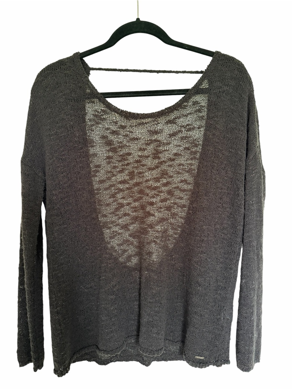 Garage Open Back Sheer Knit Sweater Size M